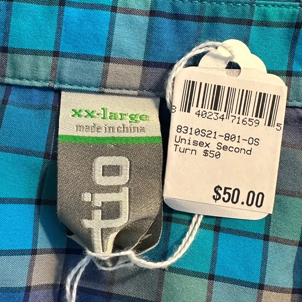 Stio Snap Front Long Sleeve Casual‎ Shirt Size XXL Blue Windowpane Plaid Outdoor